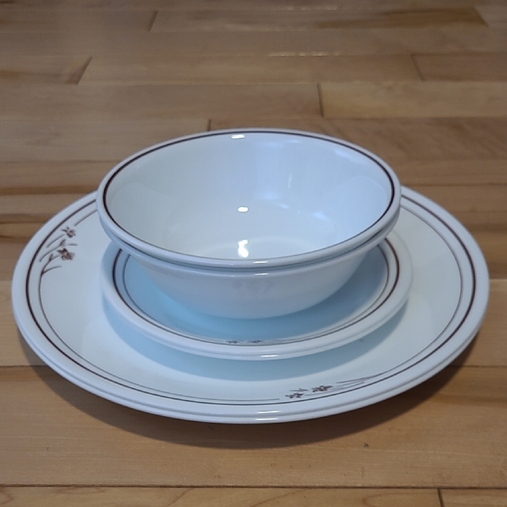 Corelle Melody Brown Flower Dishes